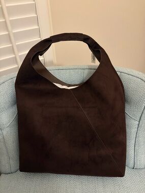 Banana Republic Dark Brown Vegan Leather Slouchy Tote Bag – Minimal Handle Carry